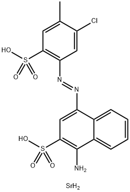 strontium 1-amino-4-[(5-chloro-4-methyl-2-sulphonatophenyl)azo]naphthalene-2-sulphonate Struktur