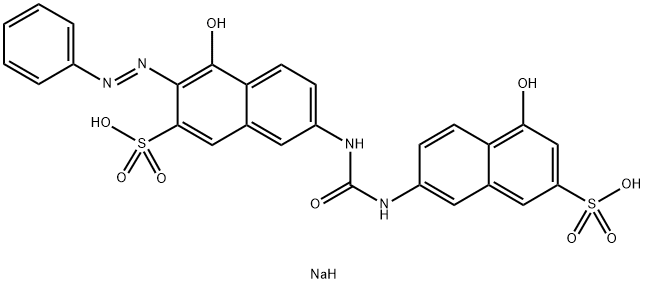 disodium 4-hydroxy-7-[[[(5-hydroxy-7-sulphonato-2-naphthyl)amino]carbonyl]amino]-3-(phenylazo)naphthalene-2-sulphonate Struktur