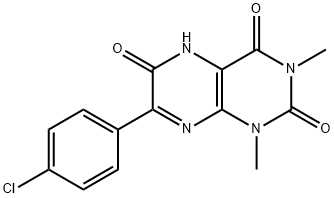 2,4,6(3H)-Pteridinetrione,  7-(4-chlorophenyl)-1,5-dihydro-1,3-dimethyl- Struktur