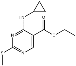 Ethyl 4-(cyclopropylamino)-2-(methylthio)-pyrimidine-5-carboxylate Struktur