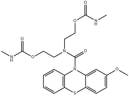 N,N-Bis(2-(((methylamino)carbonyl)oxy)ethyl)-2-methoxy-10H-phenothiazi ne-10-carboxamide Struktur