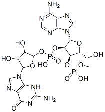 [(2R,3S,4R,5R)-5-(2-amino-6-oxo-3H-purin-9-yl)-3,4-dihydroxyoxolan-2-yl]methyl [(2R,3R,4R,5R)-5-(6-aminopurin-9-yl)-2-(hydroxymethyl)-4-phosphonooxyoxolan-3-yl] hydrogen phosphate Struktur