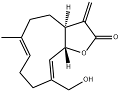 (3aS,6E,10Z,11aR)-2,3,3a,4,5,8,9,11a-Octahydro-10-hydroxymethyl-6-methyl-3-methylenecyclodeca[b]furan-2-one Struktur