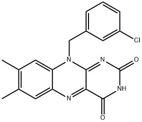 Benzo(g)pteridine-2,4(3H,10H)-dione, 10-((3-chlorophenyl)methyl)-7,8-d imethyl- Struktur