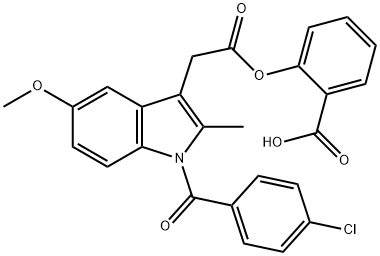 2-carboxyphenyl-1-(4-chlorobenzoyl)-5-methoxy-2-methylindole-3-acetate Struktur