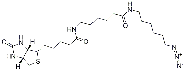 1H-Thieno[3,4-d]iMidazole-4-pentanaMide, N-[6-[(6-azidohexyl)aMino]-6-oxohexyl]hexahydro-2-oxo-, (3aS,4S,6aR)- Struktur