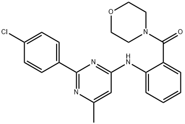 Morpholine, 4-(2-((2-(4-chlorophenyl)-6-methyl-4-pyrimidinyl)amino)ben zoyl)- Struktur