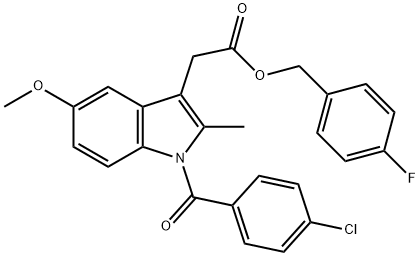 (4-Fluorophenyl)methyl 1-(4-chlorobenzoyl)-5-methoxy-2-methyl-1H-indol e-3-acetate Struktur