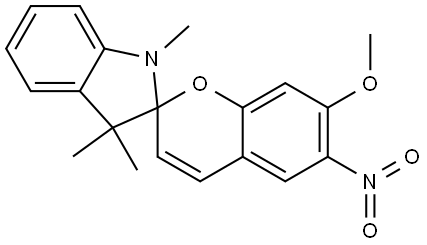 1',3'-dihydro-7-methoxy-1',3',3'-trimethyl-6-nitrospiro[2H-1-benzopyran-2,2'-[2H]indole]  Struktur