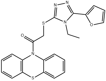 2-[[4-Ethyl-5-(2-furanyl)-4H-1,2,4-triazol-3-yl]thio]-1-(10H-phenothiazin-10-yl)-ethanone Struktur