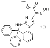 ethyl (Z)-alpha-(hydroxyimino)-2-(tritylamino)thiazol-4-acetate hydrochloride Struktur