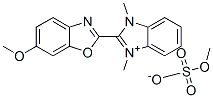 2-(6-methoxybenzoxazol-2-yl)-1,3-dimethyl-1H-benzimidazolium methyl sulphate Struktur