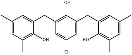 4-chloro-2,6-bis[(2-hydroxy-3,5-dimethyl-phenyl)methyl]phenol Struktur