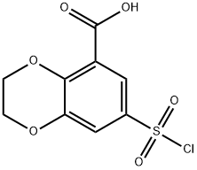 7-(chlorosulphonyl)-2,3-dihydro-1,4-benzodioxin-5-carboxylic acid Struktur