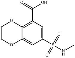 2,3-dihydro-7-(N-methylsulphamoyl)-1,4-benzodioxin-5-carboxylic acid Struktur