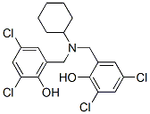 2,4-dichloro-6-[[cyclohexyl-[(3,5-dichloro-2-hydroxy-phenyl)methyl]ami no]methyl]phenol Struktur