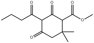 6,6-Dimethyl-2,4-dioxo-3-(1-oxobutyl)cyclohexane-1-carboxylic acid methyl ester Struktur