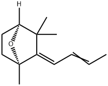 [1R,4S,(+)]-2-[(1E,2E)-2-Butene-1-ylidene]-1,3,3-trimethyl-7-oxabicyclo[2.2.1]heptane Struktur