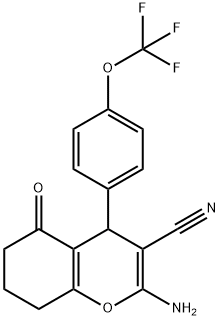 2-amino-5-oxo-4-[4-(trifluoromethoxy)phenyl]-5,6,7,8-tetrahydro-4H-chromene-3-carbonitrile Struktur