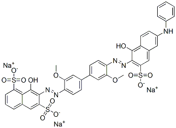 trisodium 8-hydroxy-7-[[4'-[[1-hydroxy-6-(phenylamino)-3-sulphonato-2-naphthyl]azo]-3,3'-dimethoxy[1,1'-biphenyl]-4-yl]azo]naphthalene-1,6-disulphonate Struktur