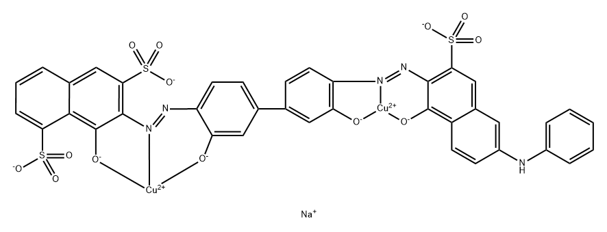 dicopper trisodium 7-[4-[4-(6-anilino-3-oxido-1-sulfonato-naphthalen-2 -yl)diazenyl-3-oxido-phenyl]-2-oxido-phenyl]diazenyl-8-oxido-naphthale ne-1,6-disulfonate Struktur