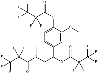 2,2,3,3,3-Pentafluoropropanoic acid 2-methoxy-4-[2-[methyl(2,2,3,3,3-pentafluoro-1-oxopropyl)amino]-1-(2,2,3,3,3-pentafluoro-1-oxopropoxy)ethyl]phenyl ester Struktur