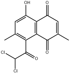 8-Dichloroacetyl-5-hydroxy-2,7-dimethyl-1,4-naphthoquinone Struktur