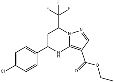 ethyl 5-(4-chlorophenyl)-7-(trifluoromethyl)-4,5,6,7-tetrahydropyrazolo[1,5-a]pyrimidine-3-carboxylate Struktur