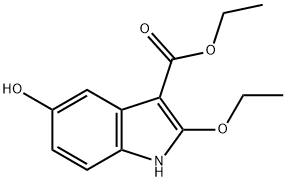 2-Ethoxy-5-hydroxy-1H-indole-3-carboxylic acid ethyl ester Struktur