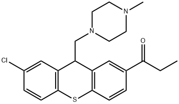 7-Chloro-9-[(4-methylpiperazino)methyl]-2-(propionyl)-9H-thioxanthene Struktur