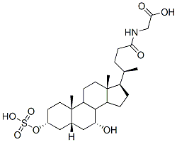 N-[(3a,5b,7a)-7-hydroxy-24-oxo-3-(sulfooxy)cholan-24-yl]-glycine Struktur