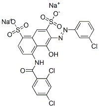 6-[(3-Chlorophenyl)azo]-4-[(2,4-dichlorobenzoyl)amino]-5-hydroxy-1,7-naphthalenedisulfonic acid disodium salt Struktur