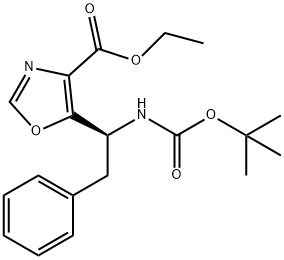 (S)-ETHYL 5-(1-(BOC-AMINO)-2-PHENYLETHYL)OXAZOLE-4-CARBOXYLATE
 Struktur