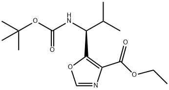 (S)-ETHYL 5-(1-(TERT-BUTOXYCARBONYLAMINO)-2-METHYLPROPYL)OXAZOLE-4-CARBOXYLATE Struktur