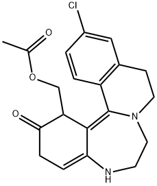 5,9,10,14b-Tetrahydro-2-chloro-5-(hydroxymethyl)isoquino[2,1-d][1,4]benzodiazepin-6(7H)-one acetate Struktur