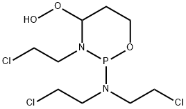 2-[Bis(2-chloroethyl)amino]-3-(2-chloroethyl)-4-hydroperoxytetrahydro-2H-1,3,2-oxazaphosphorine Struktur