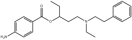 4-Aminobenzoic acid 1-ethyl-3-[ethyl(phenethyl)amino]propyl ester Struktur