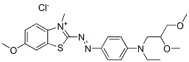 2-[[4-[(2,3-dimethoxypropyl)ethylamino]phenyl]azo]-6-methoxy-3-methylbenzothiazolium chloride Struktur