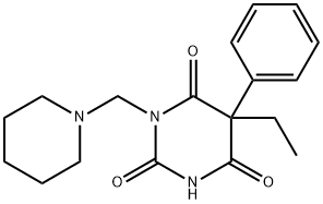 5-Ethyl-5-phenyl-1-(piperidinomethyl)barbituric acid Struktur