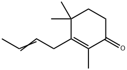 (E)-3-(2-butenyl)-2,4,4-trimethylcyclohex-2-en-1-one Struktur