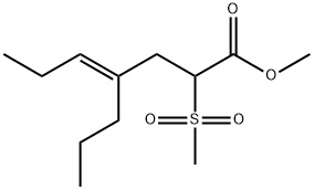 (E)-2-(Methylsulfonyl)-4-propyl-4-heptenoic acid methyl ester Struktur