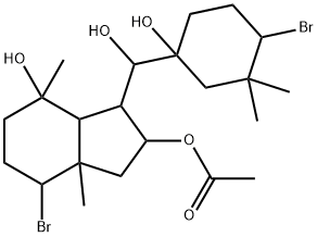 7-Bromo-3-[(4-bromo-1-hydroxy-3,3-dimethylcyclohexyl)hydroxymethyl]octahydro-4,7a-dimethyl-1H-indene-2,4-diol-2-acetate Struktur