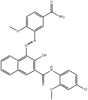 4-[[5-(aminocarbonyl)-2-methoxyphenyl]azo]-N-(4-chloro-2-methoxyphenyl)-3-hydroxynaphthalene-2-carboxamide Struktur