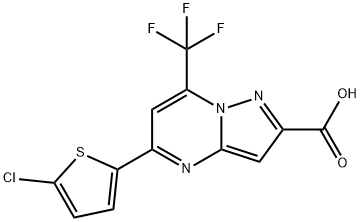 5-(5-CHLOROTHIEN-2-YL)-7-(TRIFLUOROMETHYL)PYRAZOLO[1,5-A]PYRIMIDINE-2-CARBOXYLIC ACID Struktur