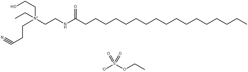 (2-cyanoethyl)ethyl(2-hydroxyethyl)[2-[(1-oxooctadecyl)amino]ethyl]ammonium ethyl sulphate  Struktur