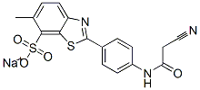 sodium 2-[4-(2-cyanoacetamido)phenyl]-6-methylbenzothiazole-7-sulphonate Struktur