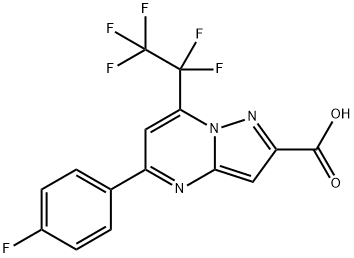 5-(4-fluorophenyl)-7-(1,1,2,2,2-pentafluoroethyl)pyrazolo[1,5-a]pyrimidine-2-carboxylic acid Struktur