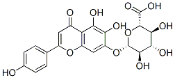 (2S,3S,4S,5R,6S)-6-[5,6-dihydroxy-2-(4-hydroxyphenyl)-4-oxo-chromen-7- yl]oxy-3,4,5-trihydroxy-oxane-2-carboxylic acid Struktur