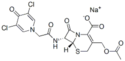 sodium (6R-trans)-3-(acetoxymethyl)-7-[(3,5-dichloro-4-oxo-1(4H)-pyridyl)acetamido]-8-oxo-5-thia-1-azabicyclo[4.2.0]oct-2-ene-2-carboxylate Struktur