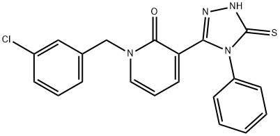 1-(3-chlorobenzyl)-3-(4-phenyl-5-sulfanyl-4H-1,2,4-triazol-3-yl)-2(1H)-pyridinone Struktur